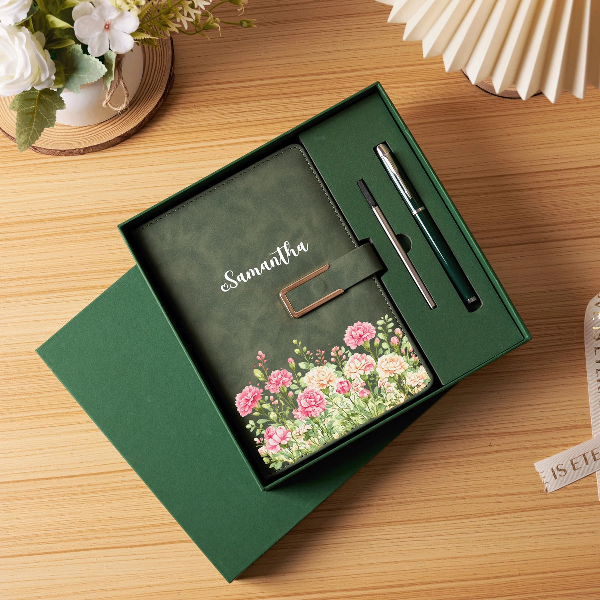 Personalized Journal with Pen Gift Set, Custom Name Notebook, Birth Month Flower Gift, Bridesmaid Proposal Gift, Gift for Her