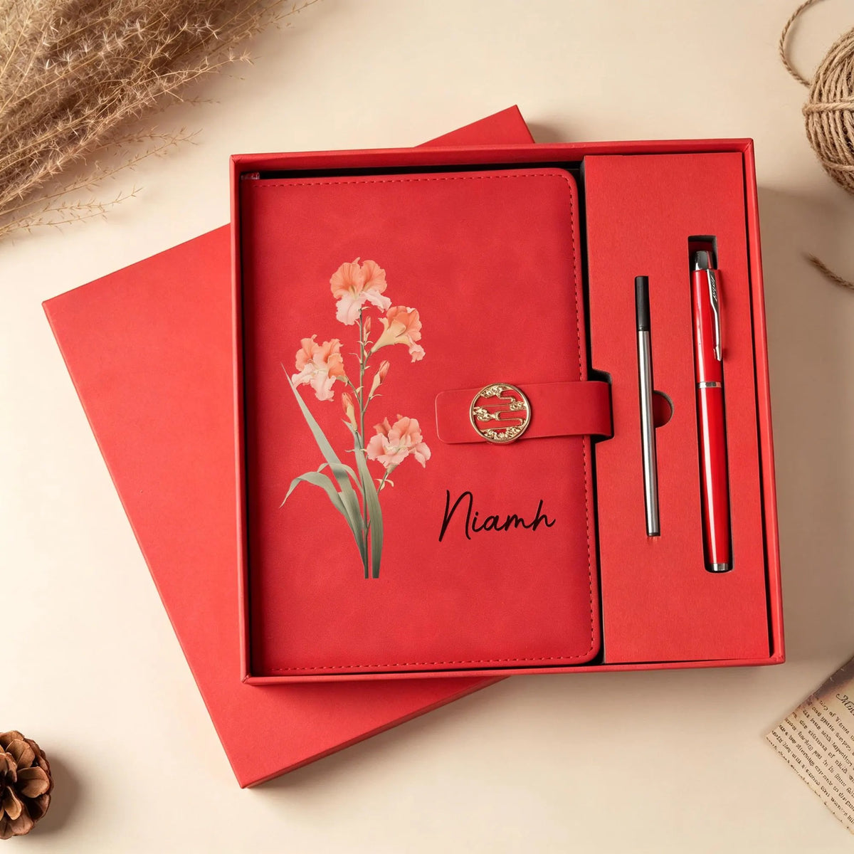 Personalized Name Leather Journal Set