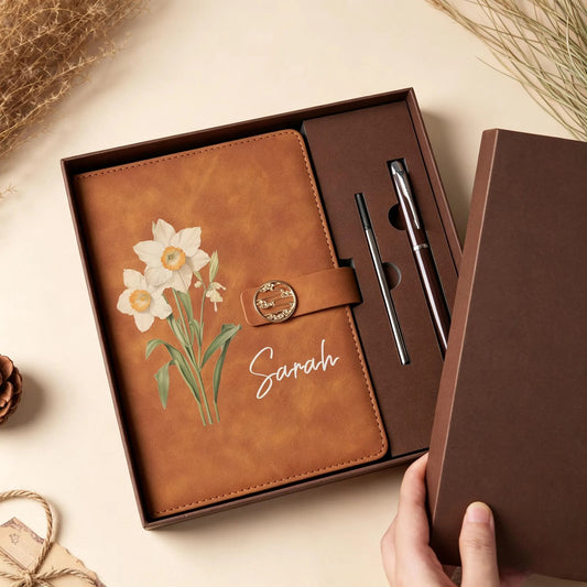 Personalized Name Leather Journal Set