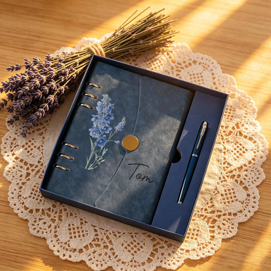 Personalized loose-leaf Journal | Custom Name Flowers Notebook Set